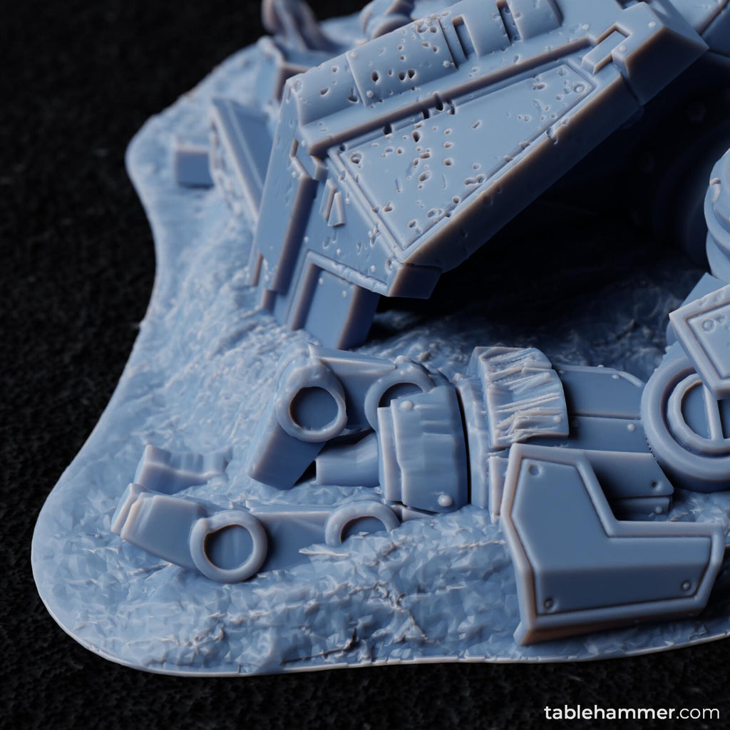 Crashed Heavy Space Walker with Corpse Terrain for DnD or Warhammer (unpainted)