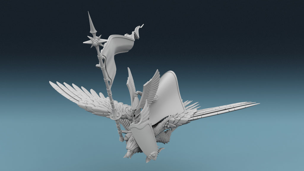 Elven Hero Mounted on Glorious Eagle - Flag Bearer