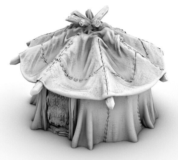 Cloth Tent with Rug Door - Hut - Shack - Small Structure Terrain - Yurt