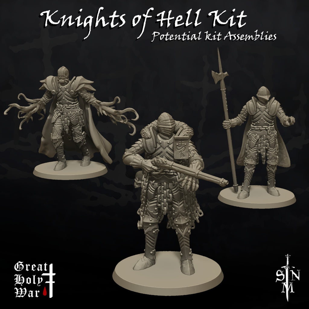 Knights of Hell Kit - Foot Soldier Miniatures - Grimdark Spearmen -