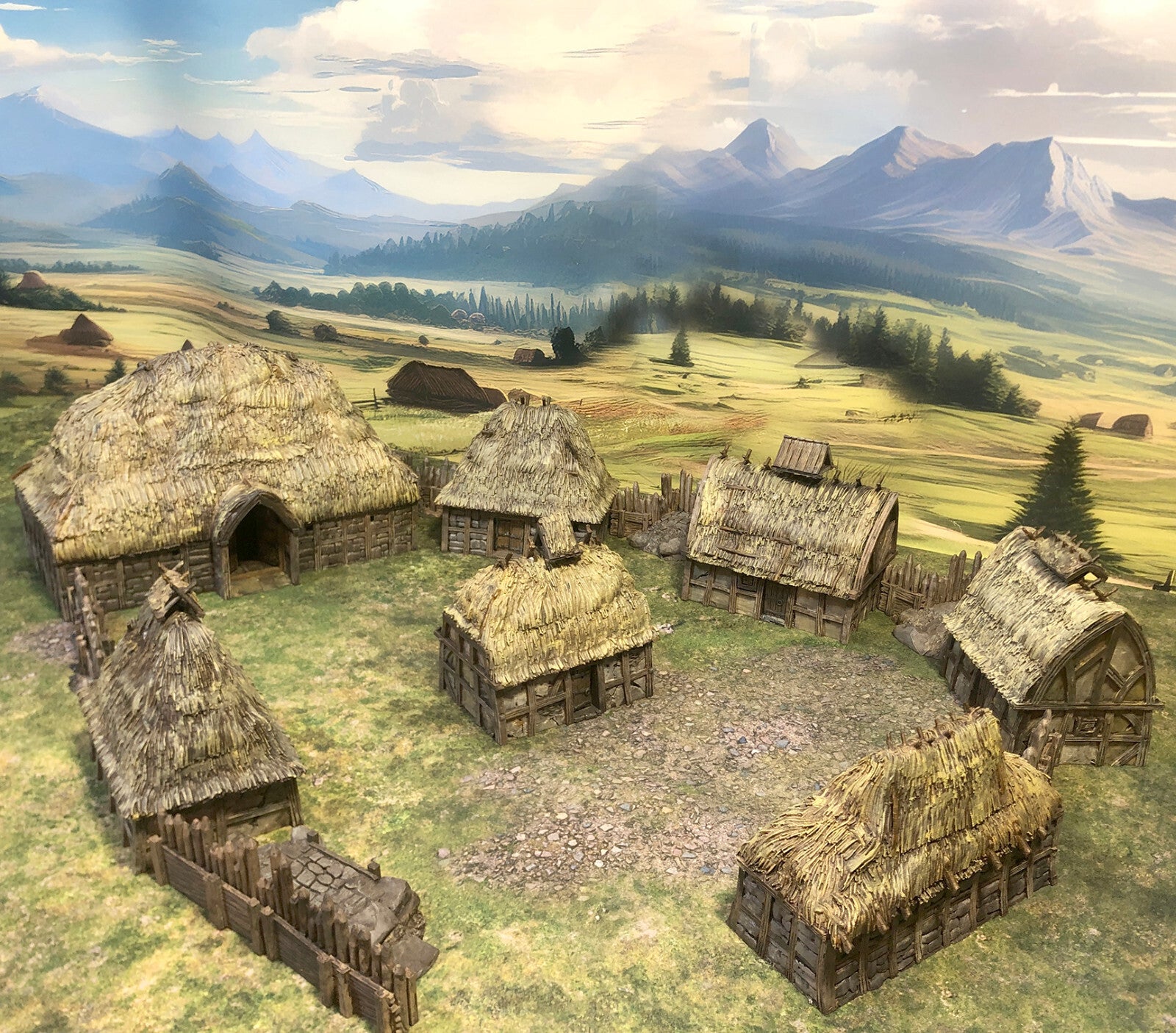 Rural Peasant Village - Dark Age Grass Huts - Country Hamlet Tabletop Terrain