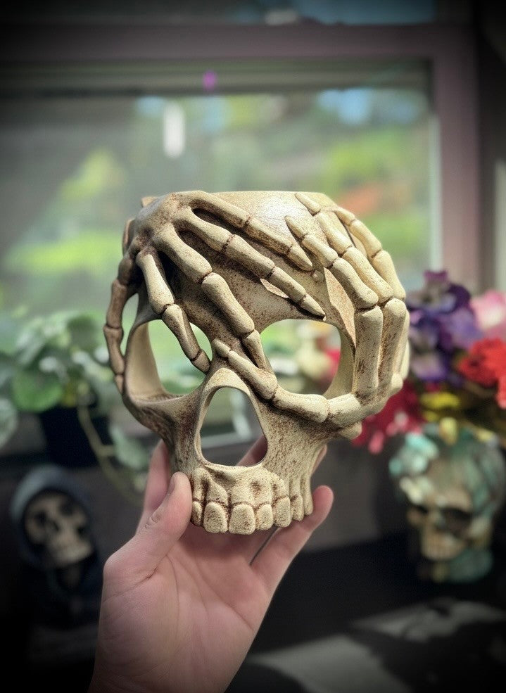 Skeleton Hands Skull Mask -Halloween Mask (unpainted)