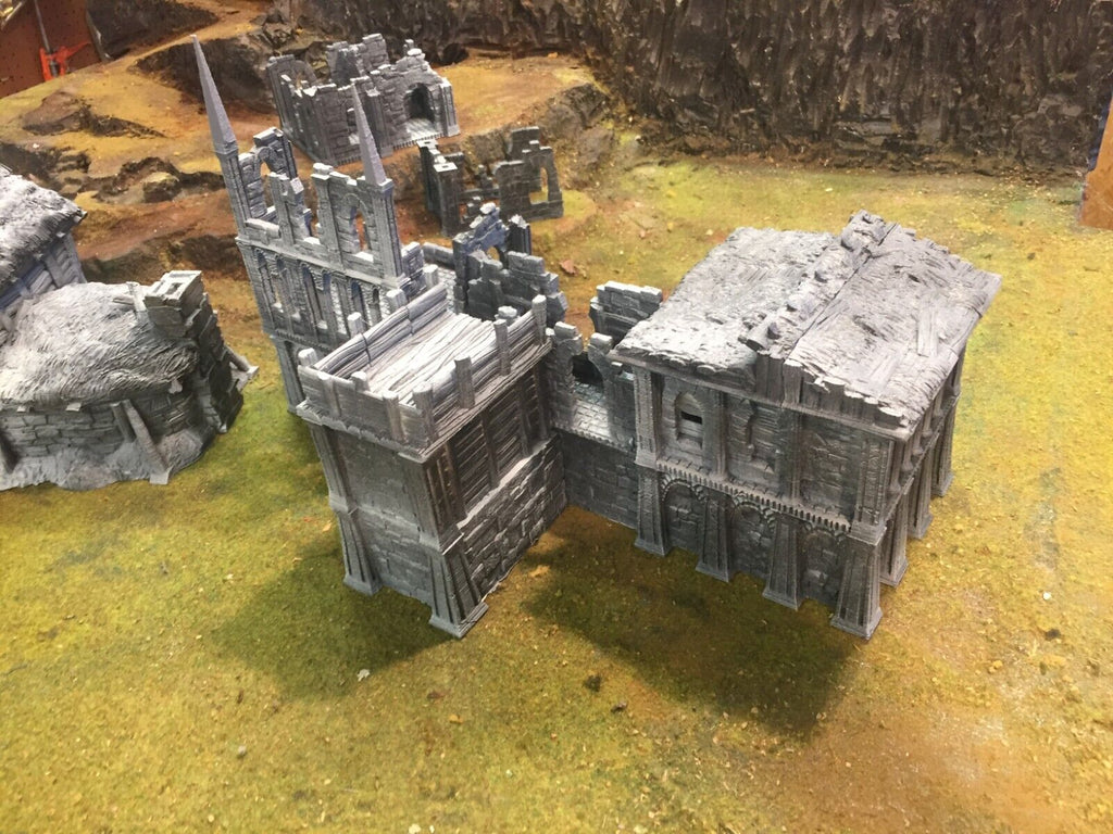 Ruins and Bandit Hideout Dual Model - Stone Broken Damaged Open Roof Castle