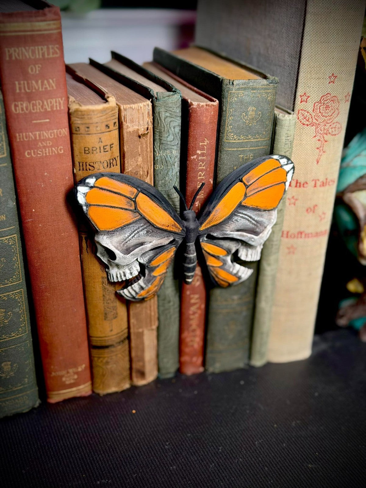 Skull Butterfly Spine Hugger - Gothic Decor (unpainted)