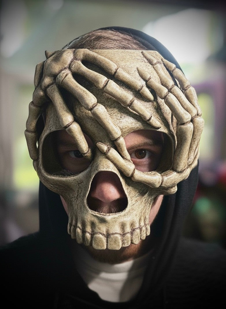 Skeleton Hands Skull Mask -Halloween Mask (unpainted)