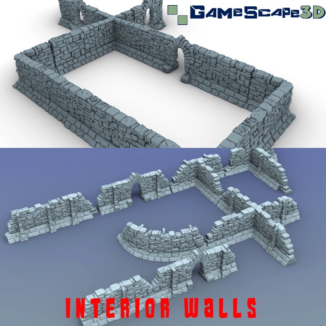 Interior Dungeon Walls18 Walls, scatter and modular with 6x2mm Magnet Slots