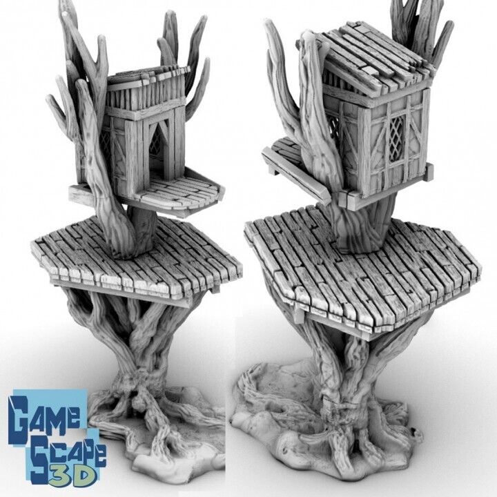 Treehouse Watchpost - Tree with Boardwalk and Elven Viewhouse -