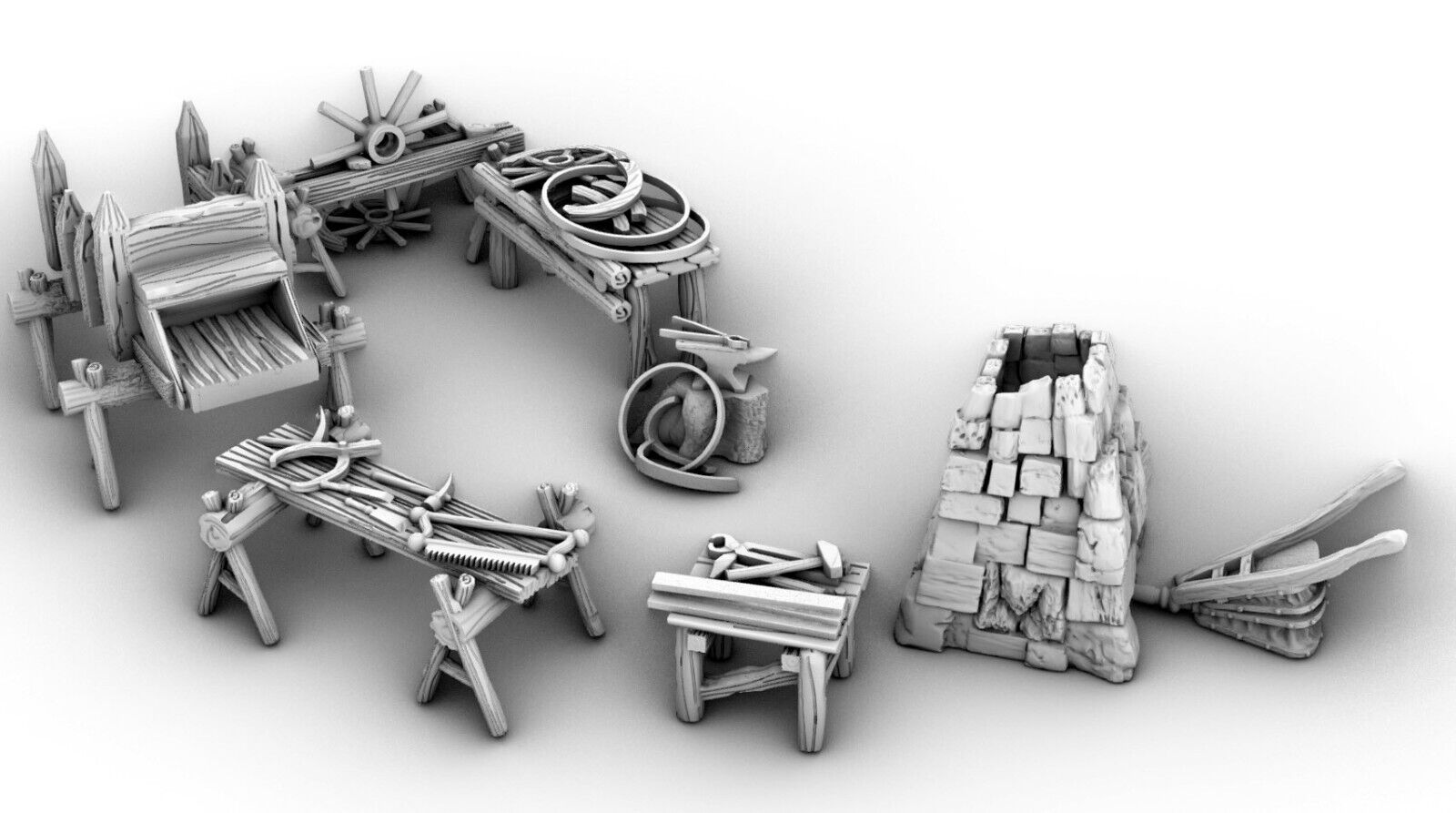 Wheel Wright and Small Smith - Work Benches - Ironworks - Blacksmith Tools