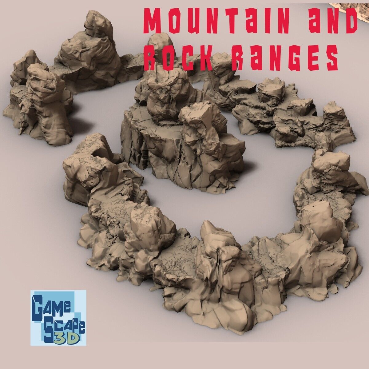 Mountain and 3 Rock Ranges - Underdark Stone Terrain - Jagged Earthy Walls