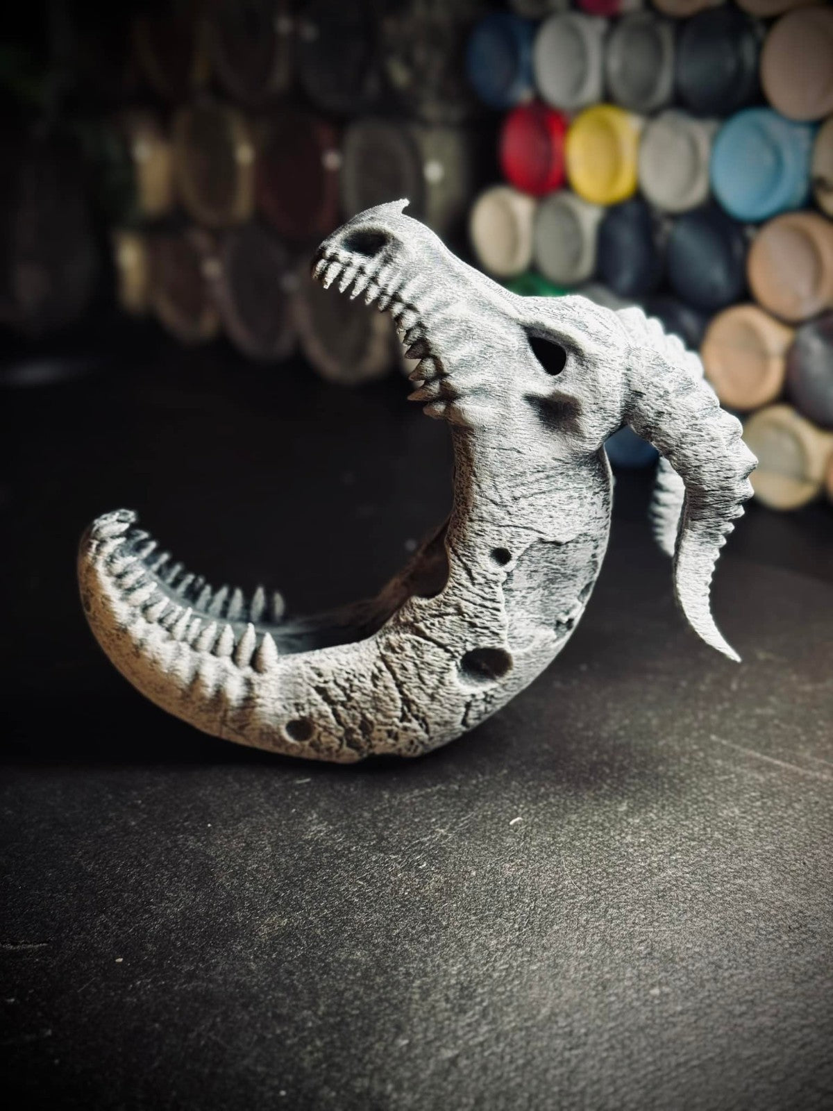 The Dragon Moon -Moon Shaped Dragon Skull -Phone, Wallet, Keys Holder (unpainted)