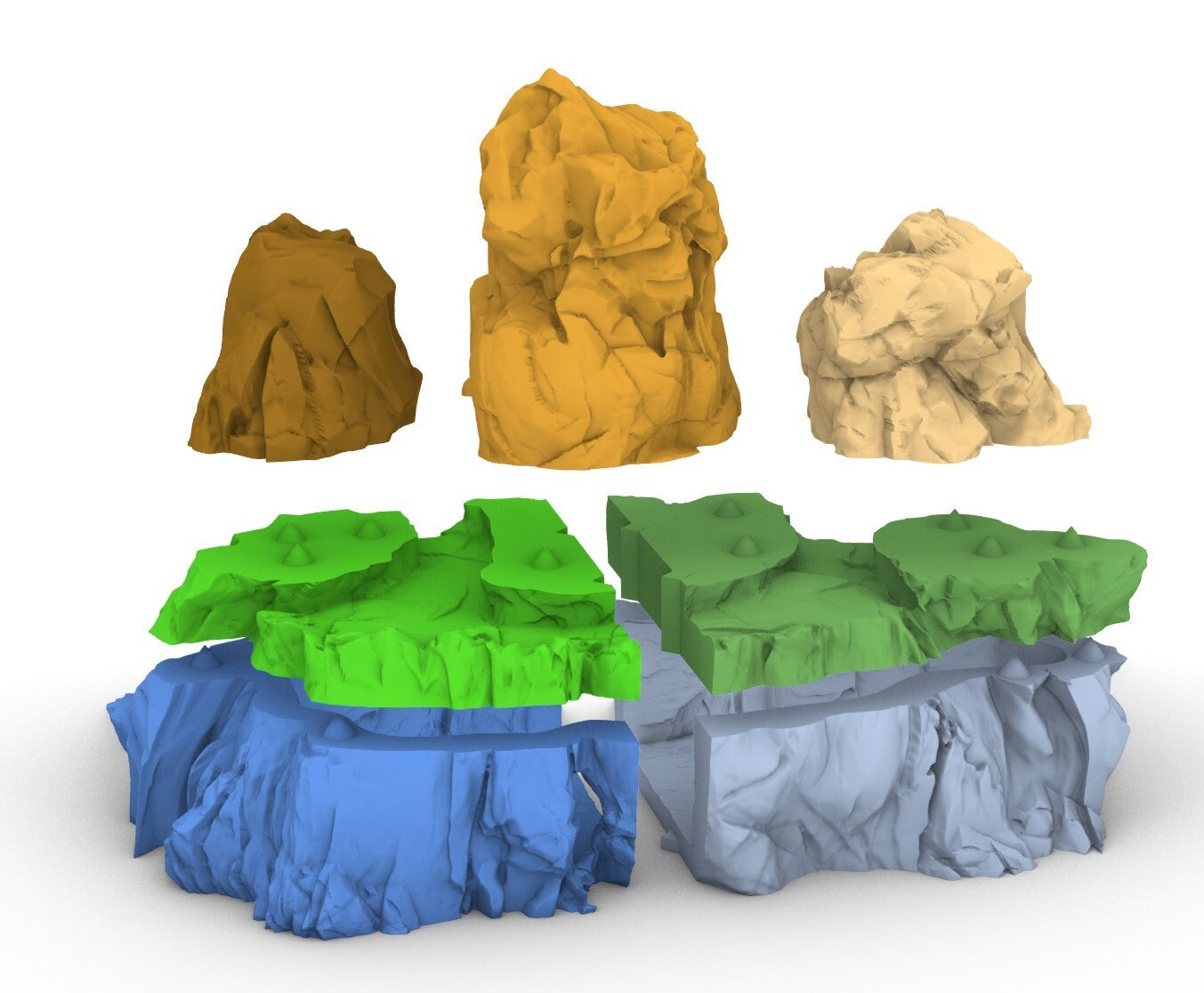 Mountain and 3 Rock Ranges - Underdark Stone Terrain - Jagged Earthy Walls