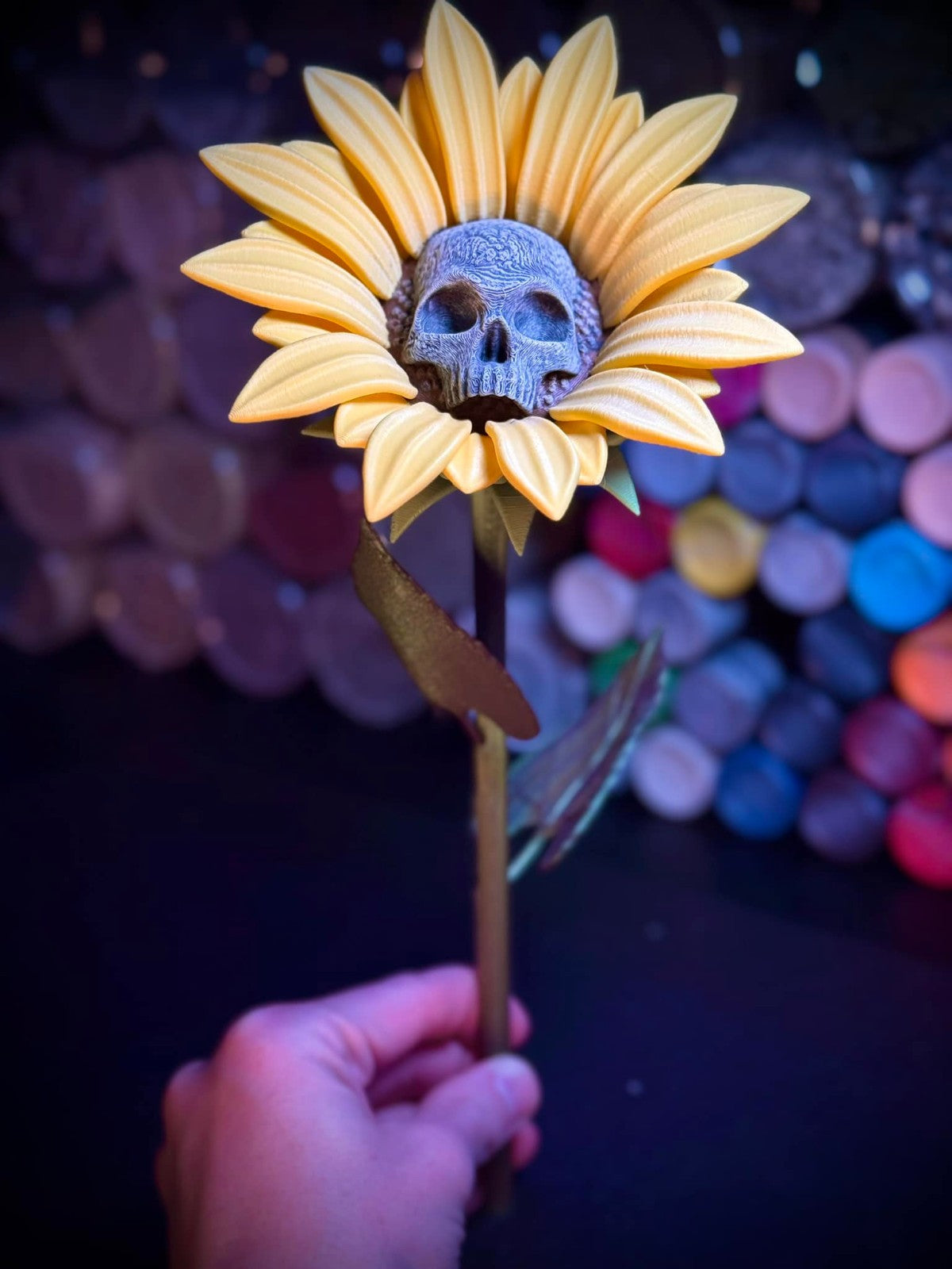 The Skull Sunflower - Evergreen Home Decor - 3D Printed Home Art (unpainted)