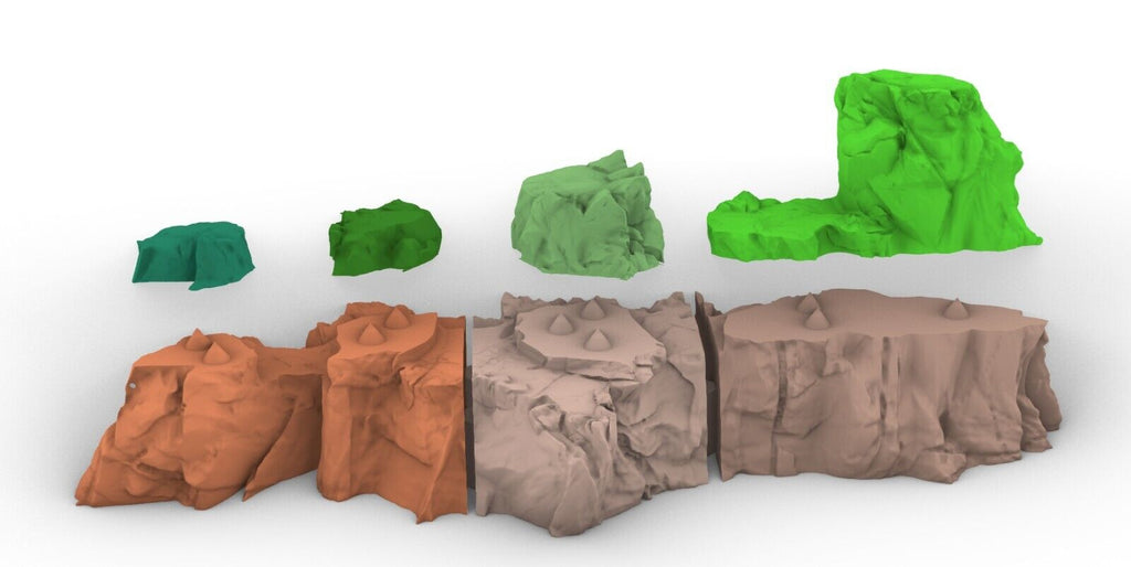 Mountain and 3 Rock Ranges - Underdark Stone Terrain - Jagged Earthy Walls