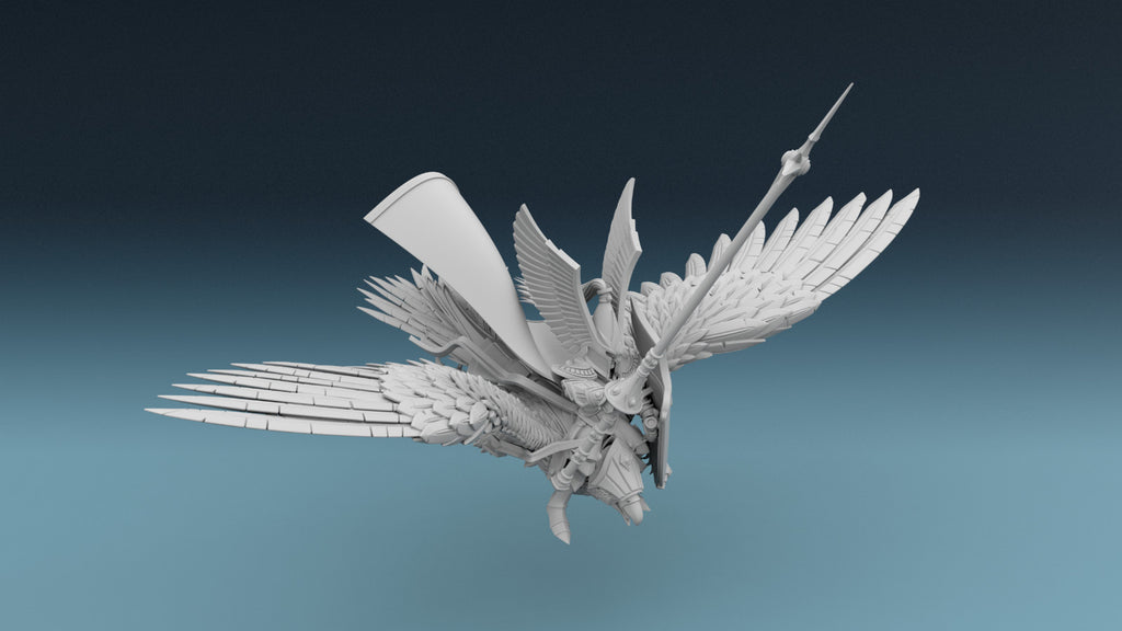 Elven Hero Mounted on Glorious Eagle - Flag Bearer