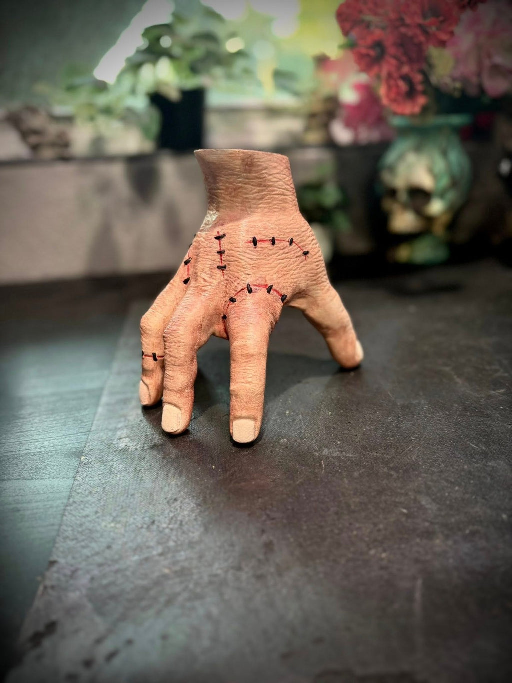 Severed Hand Costume Prop - Skull in Palm - Scary Halloween Decor (unpainted)