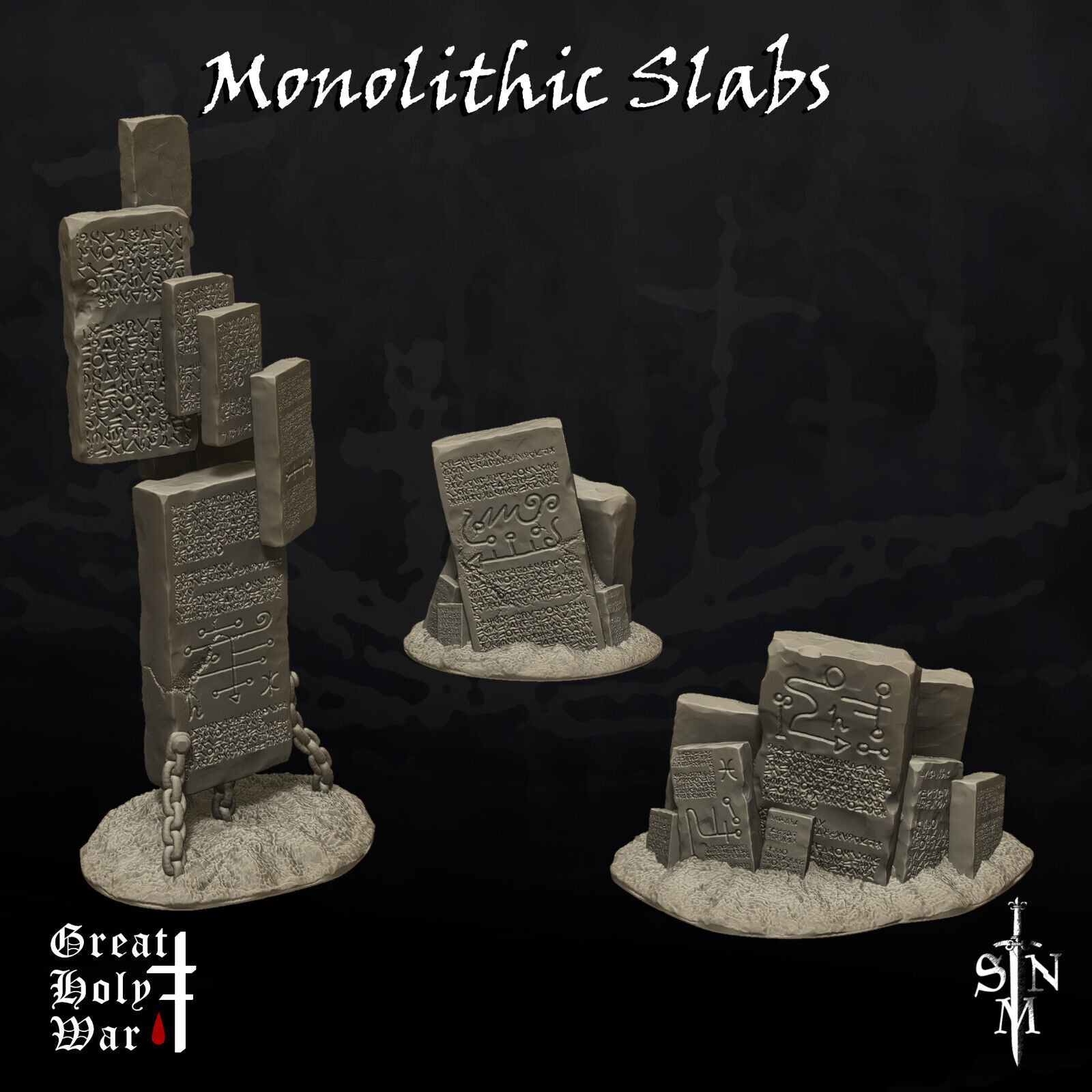 Monolithic Slabs - Amazing Herdstone - Dark Ritual Script Engraved in Stone
