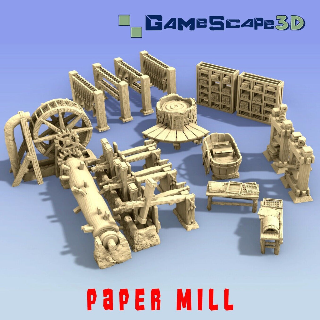 Paper Mill - Parchment Workshop - Shelves, Machines, and Press for Stationery