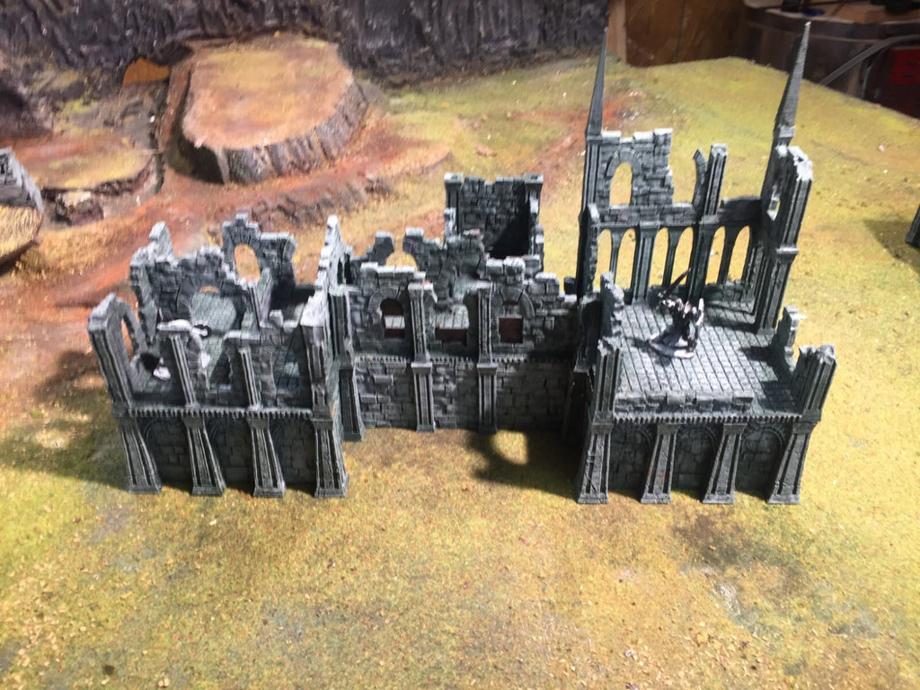 Ruins and Bandit Hideout Dual Model - Stone Broken Damaged Open Roof Castle