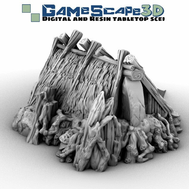 Goblin Swamp Shack - Mini Hut Terrain - Tent - Small Timber Home Encampment