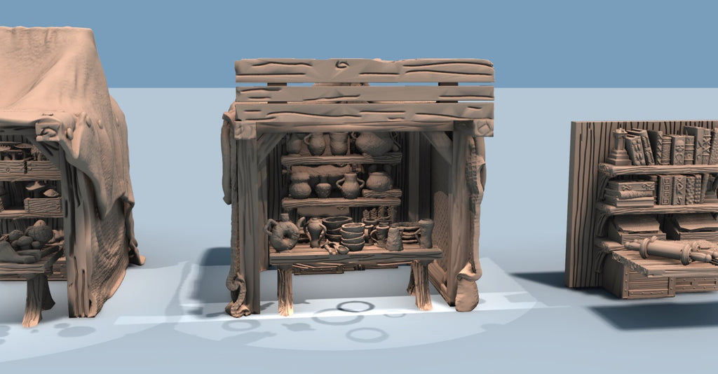 Merchant Tents and Insert Inventory - Mini Terrain Decor - Small Store Buildings