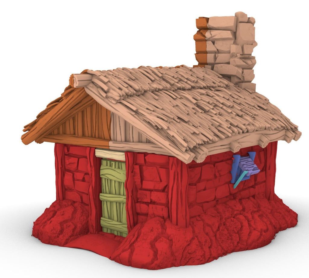 6 Small Shacks with Thatch Roof Terrain - Chimney House Neighborhood -