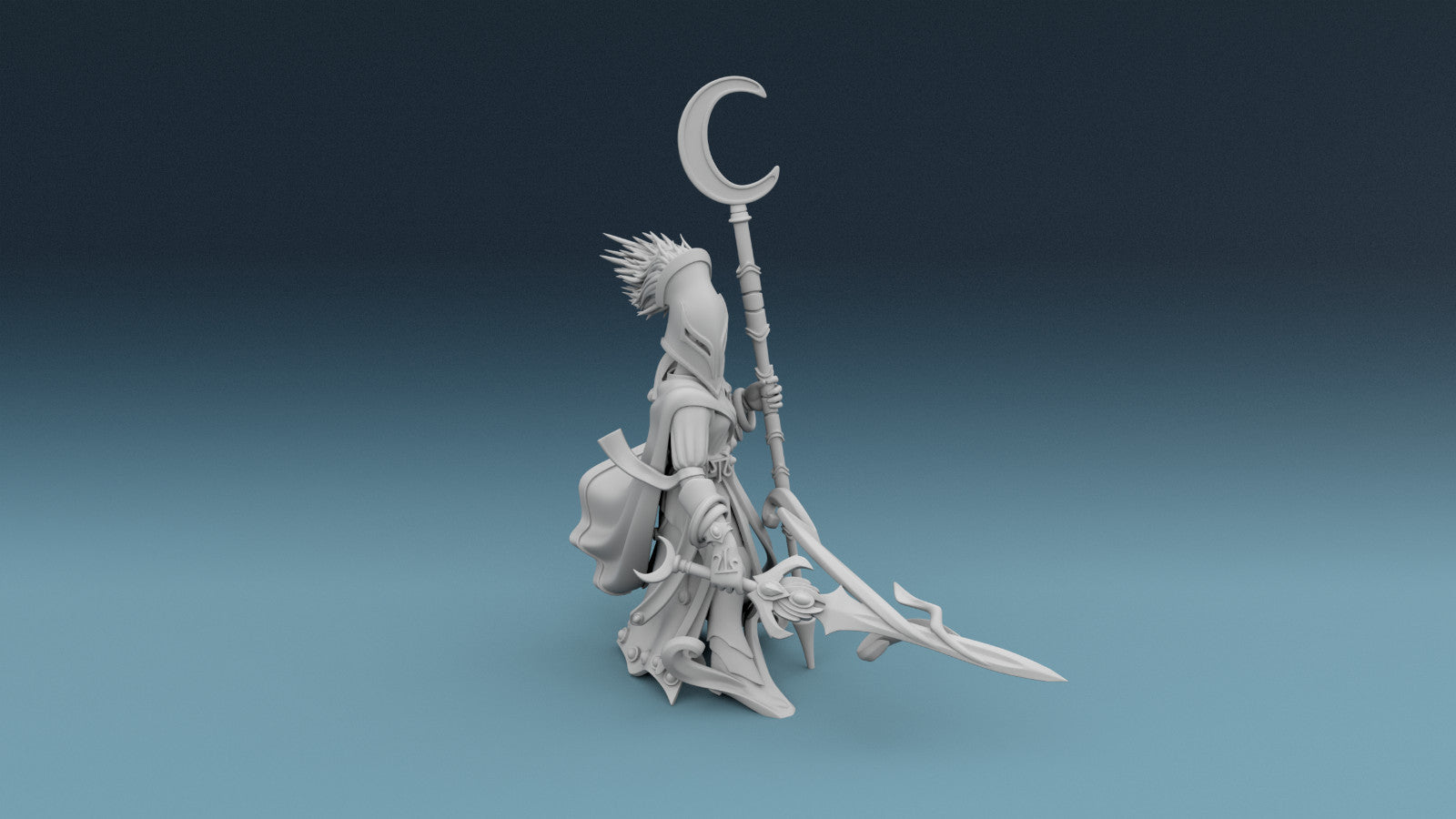 Elven Wizard with Sword and Staff