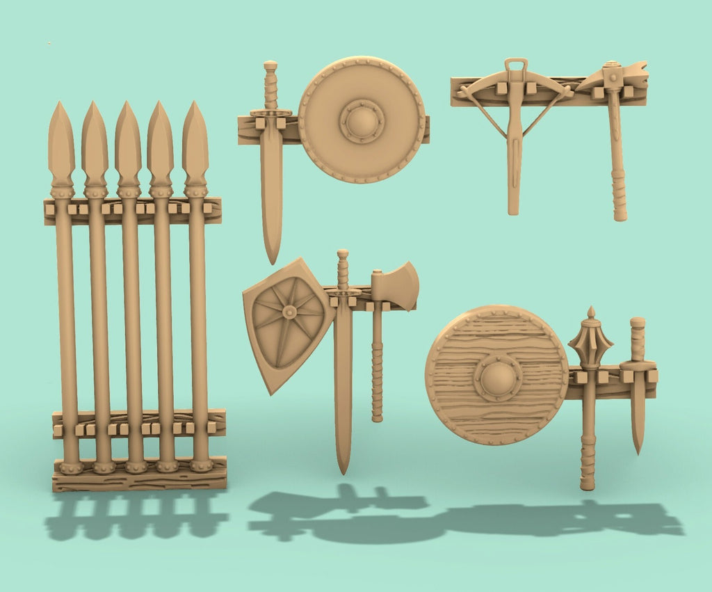 Common Interior Set - Kitchen Food Racks - Timber Tables Cotts Beds Armory