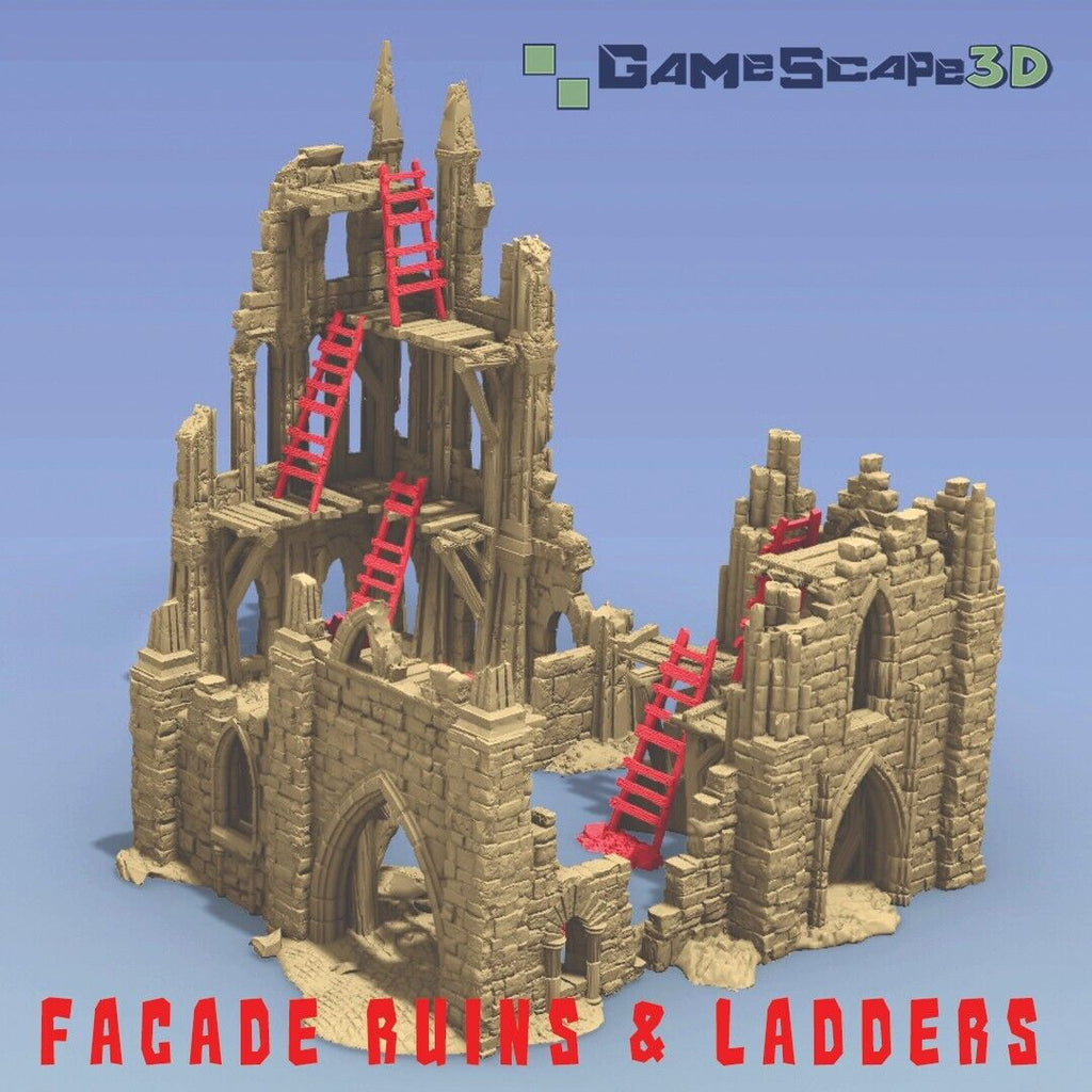 Cathedral Façade Ruins & Ladders Terrain Building