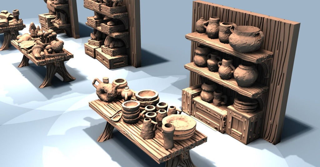 Merchant Tents and Insert Inventory - Mini Terrain Decor - Small Store Buildings