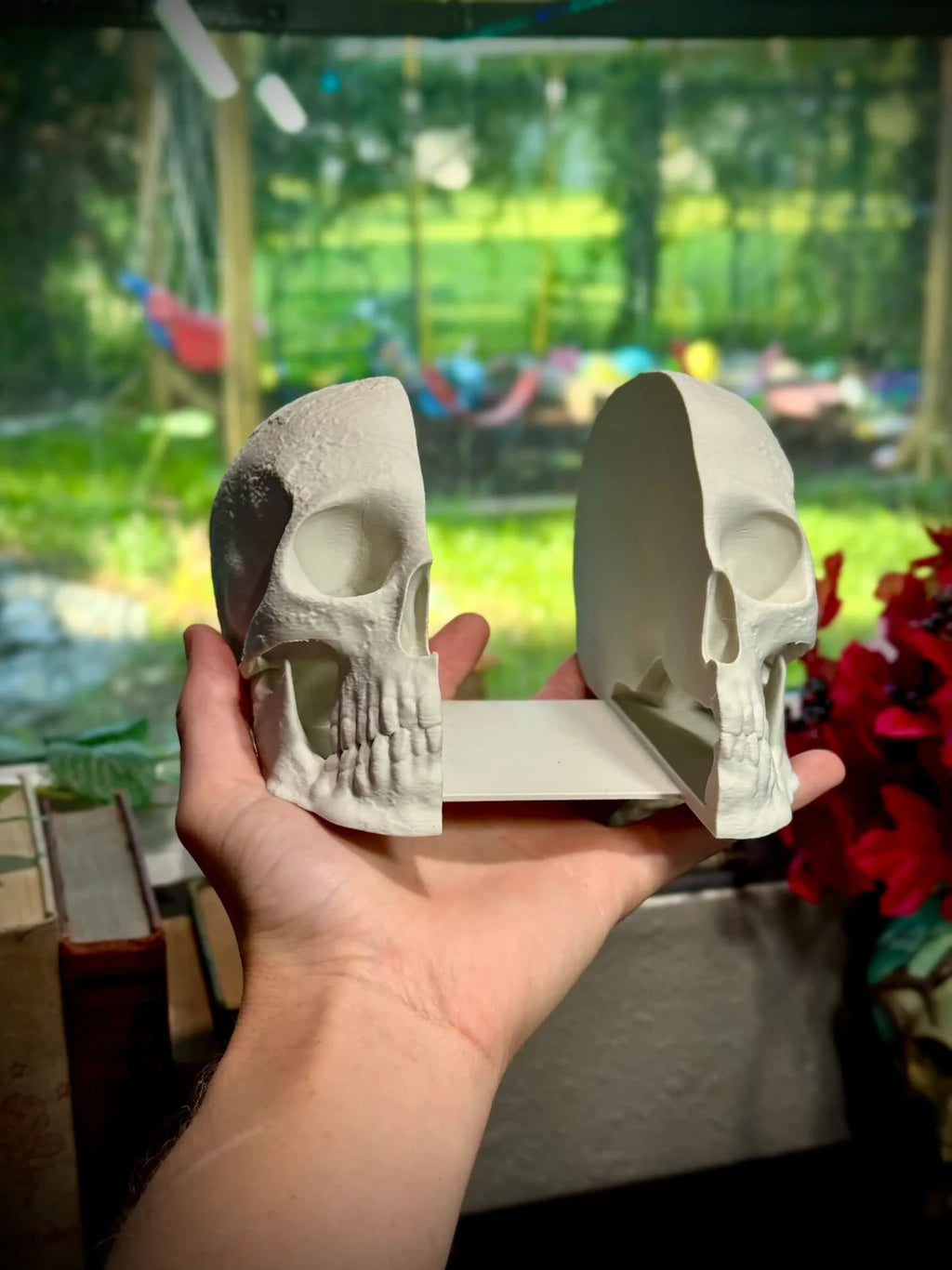Split Skull Bookends - Book Shelf Decorations - Book Holders (unpainted)