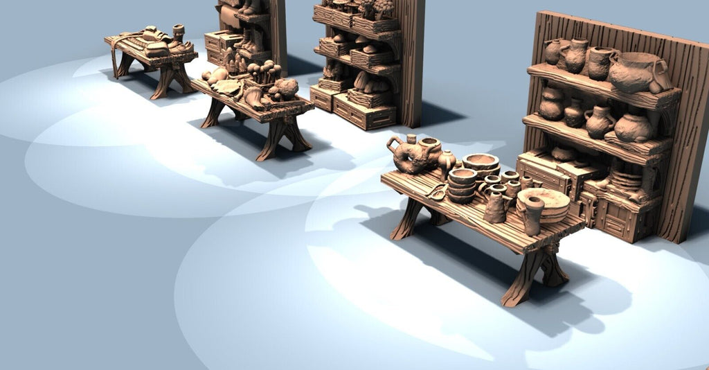 Merchant Tents and Insert Inventory - Mini Terrain Decor - Small Store Buildings