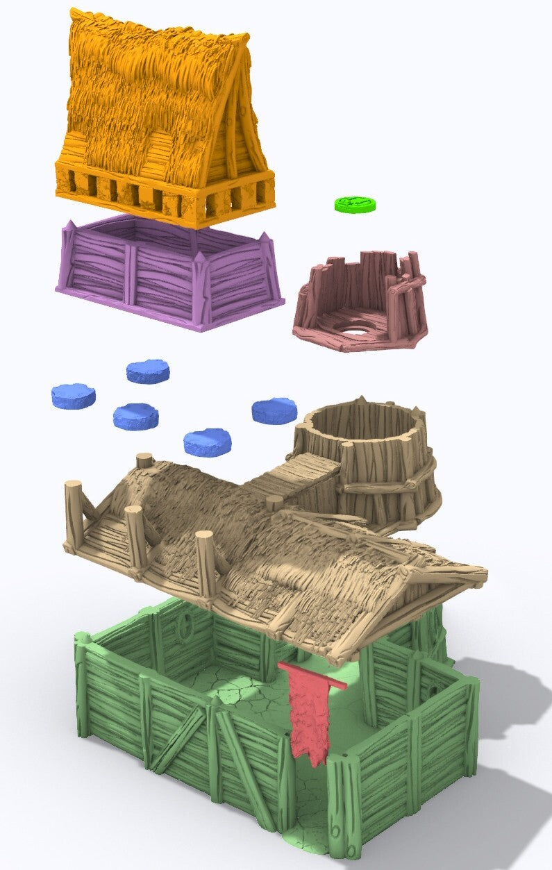 Miner Barracks - Thatch Roof Timber Frame Worker Resting House- Dwarven Domicile