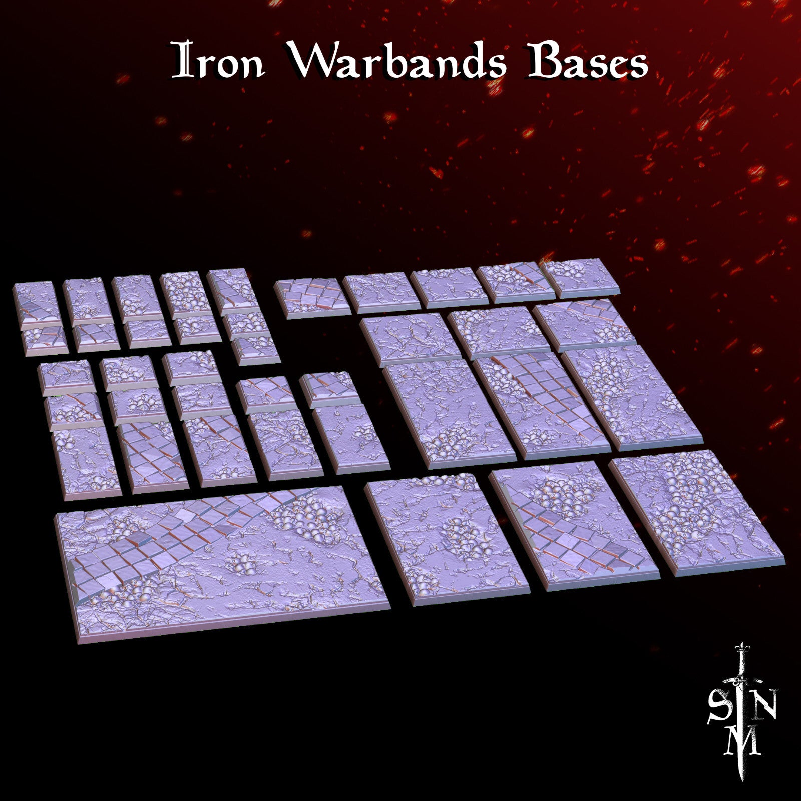 Textured Resin Bases - Dark Waste Land Themed Bases - Square Resin Bases