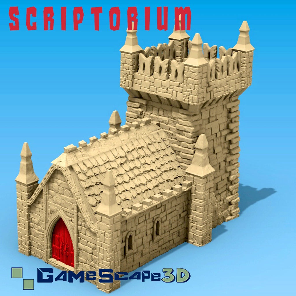 Small Scriptorium Terrain - Stone Church with Tower - Bishop Holy Text Library
