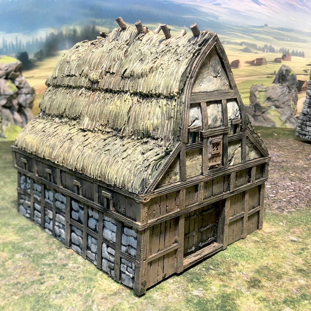 Manor Houses, Guard Tower, and Barn - Medieval Hamlet Terrain - Fantasy Village