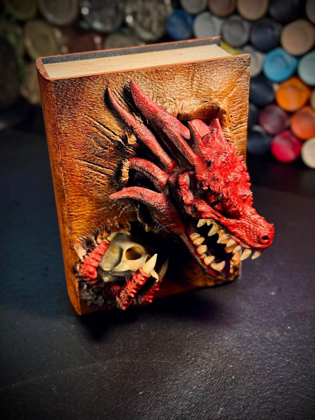 Dragon's Head Book Box - Secret Bookshelf Compartment - DnD Dice Box (unpainted)