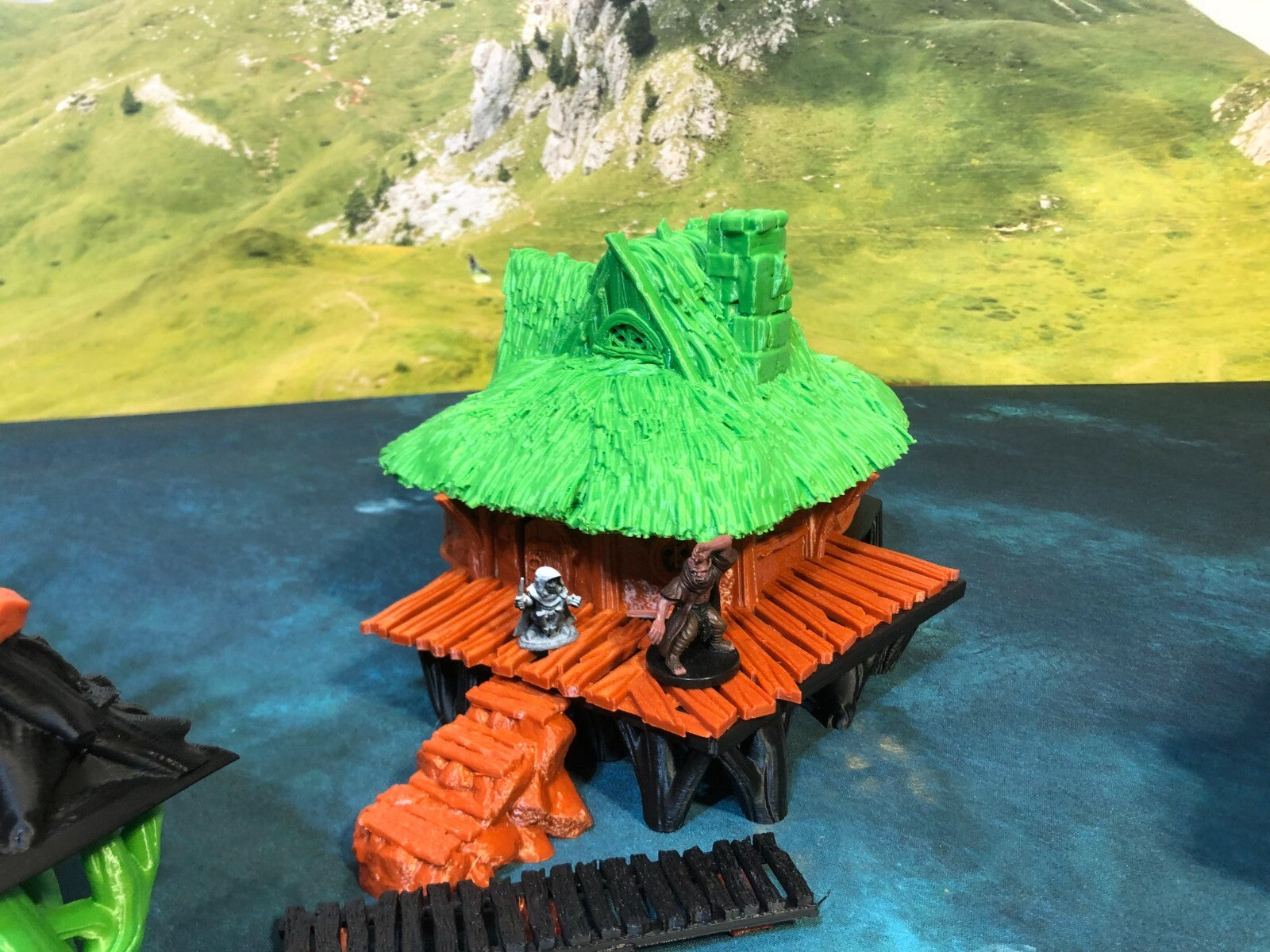 Halfling Swamp Village with Wood Plank Walkway - Thatch Huts Hamlet -