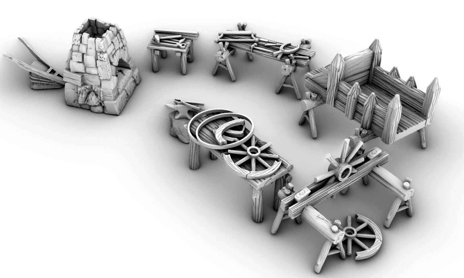 Wheel Wright and Small Smith - Work Benches - Ironworks - Blacksmith Tools