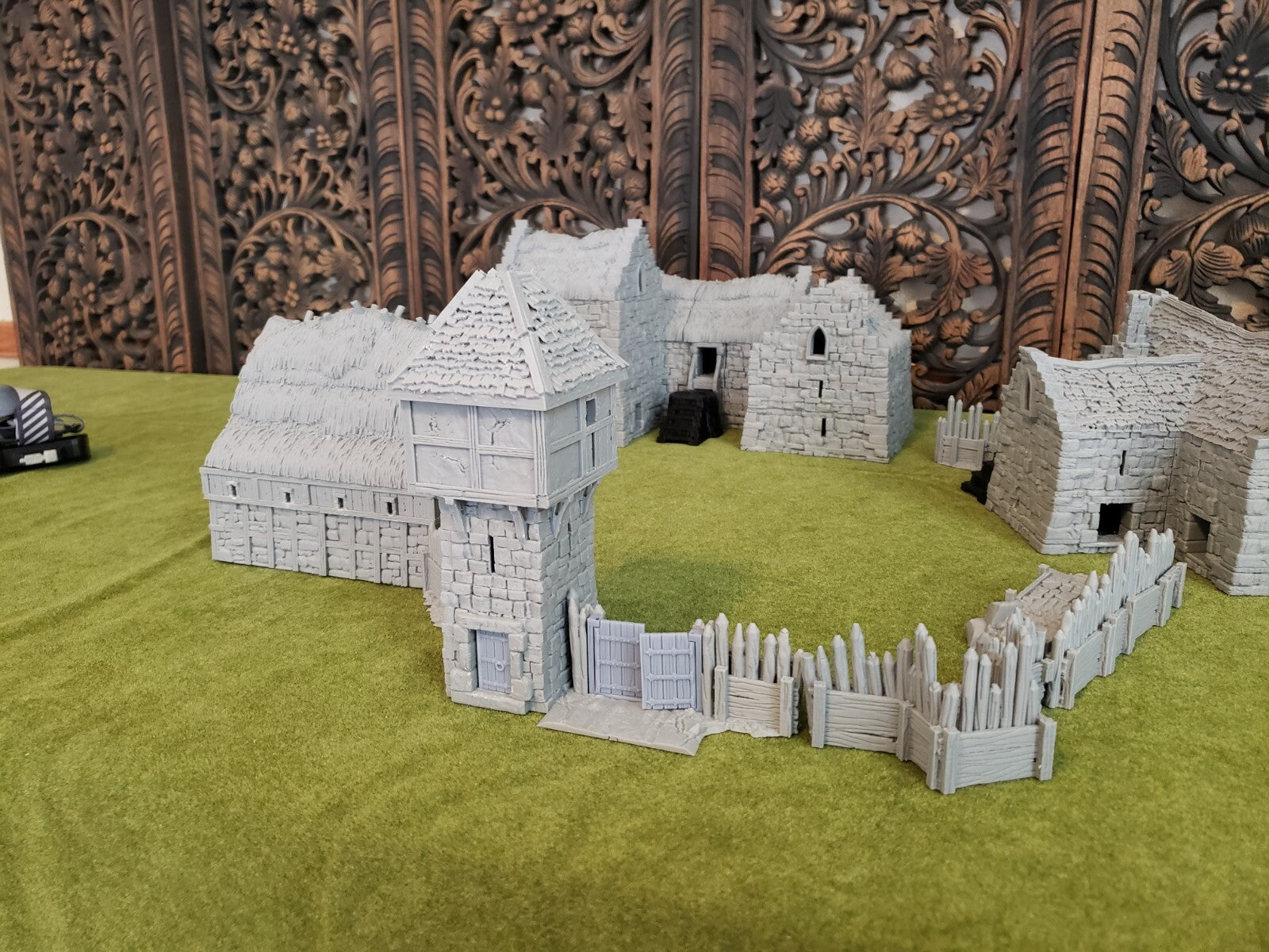 Manor Houses, Guard Tower, and Barn - Medieval Hamlet Terrain - Fantasy Village