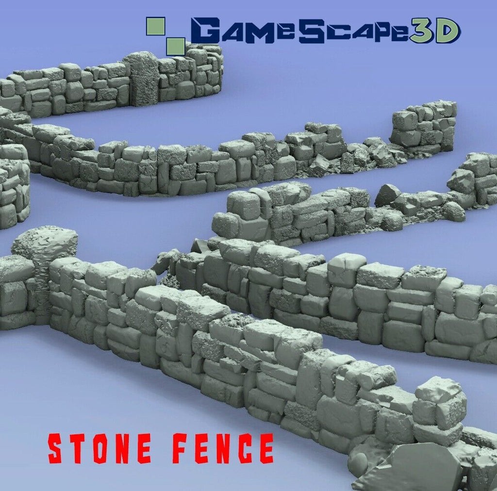 Stone Fence Terrain - Rugged Walls - Dilapidated Facade - Ruined Rock Border