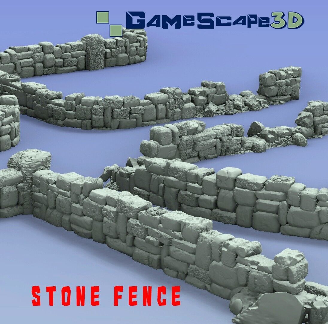 Stone Fence Terrain - Rugged Walls - Dilapidated Facade - Ruined Rock Border