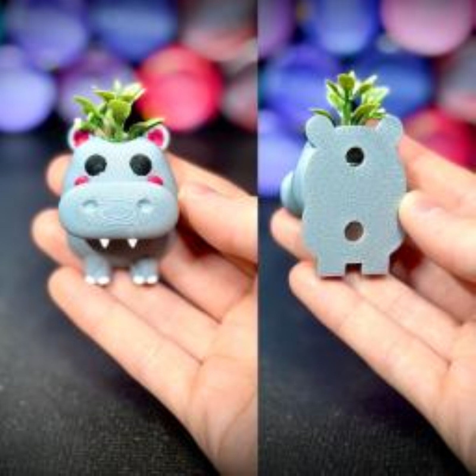 Hippopotamus Planter, Mini Planter, Keychain, and Magnet - Animal Foliage Holder (unpainted)