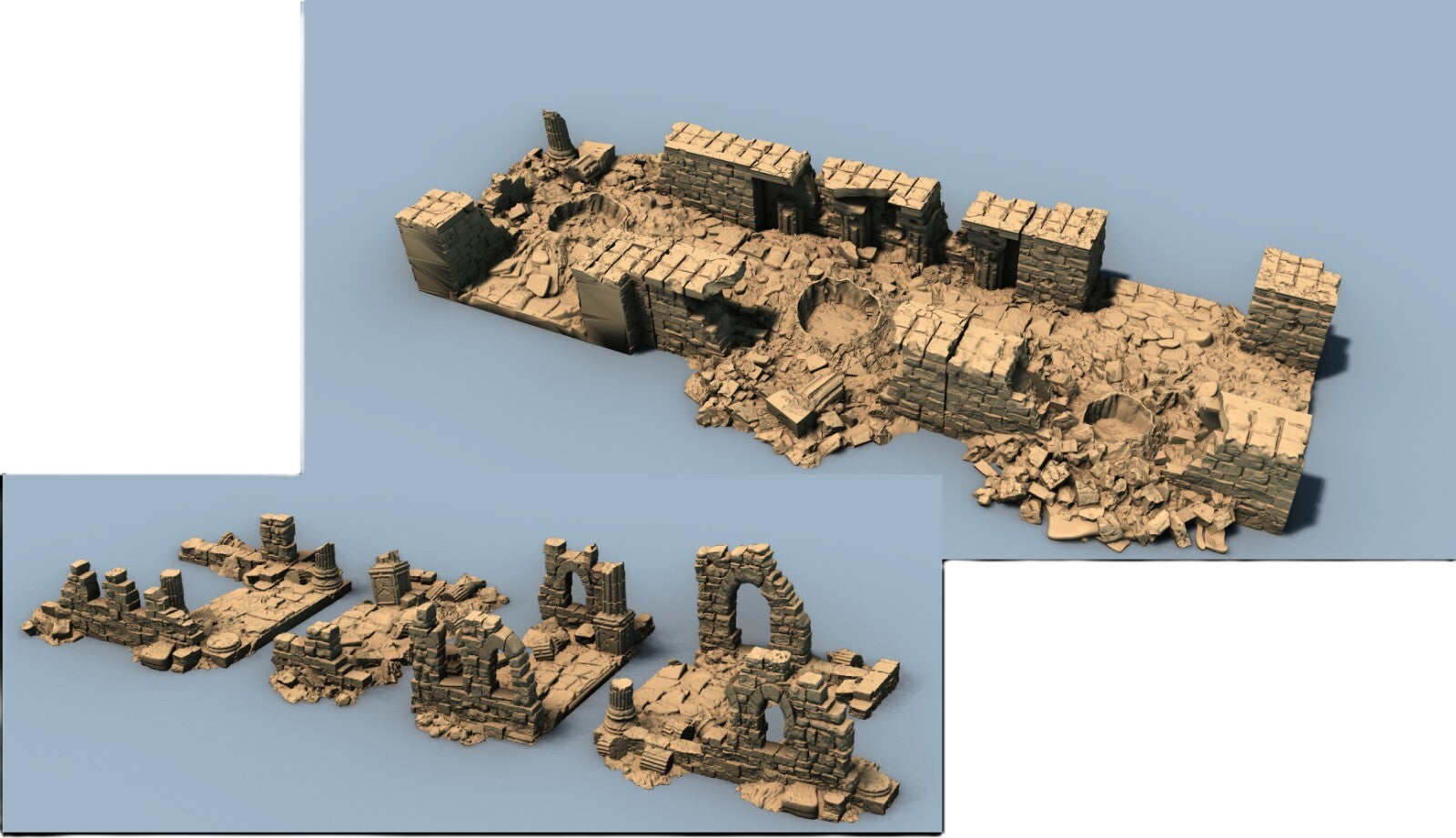 Lost City Streets Ruins with Expansion Option - Ruined Roads - Crater Dirt Path