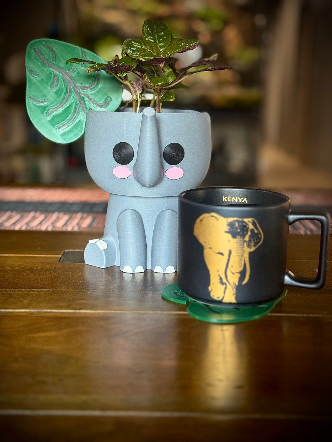 Elephant Ears Planter And Coasters - Multi Purpose Home Decoration (unpainted)