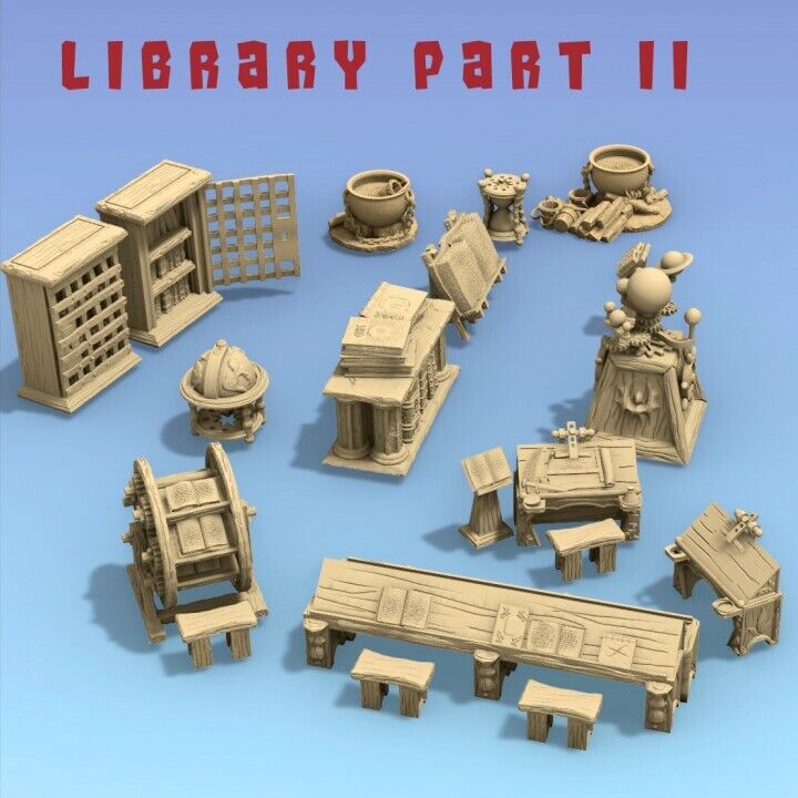 Library Scatter - Bookshelves - Astronomy Pieces - Maps - Globes - Scrolls