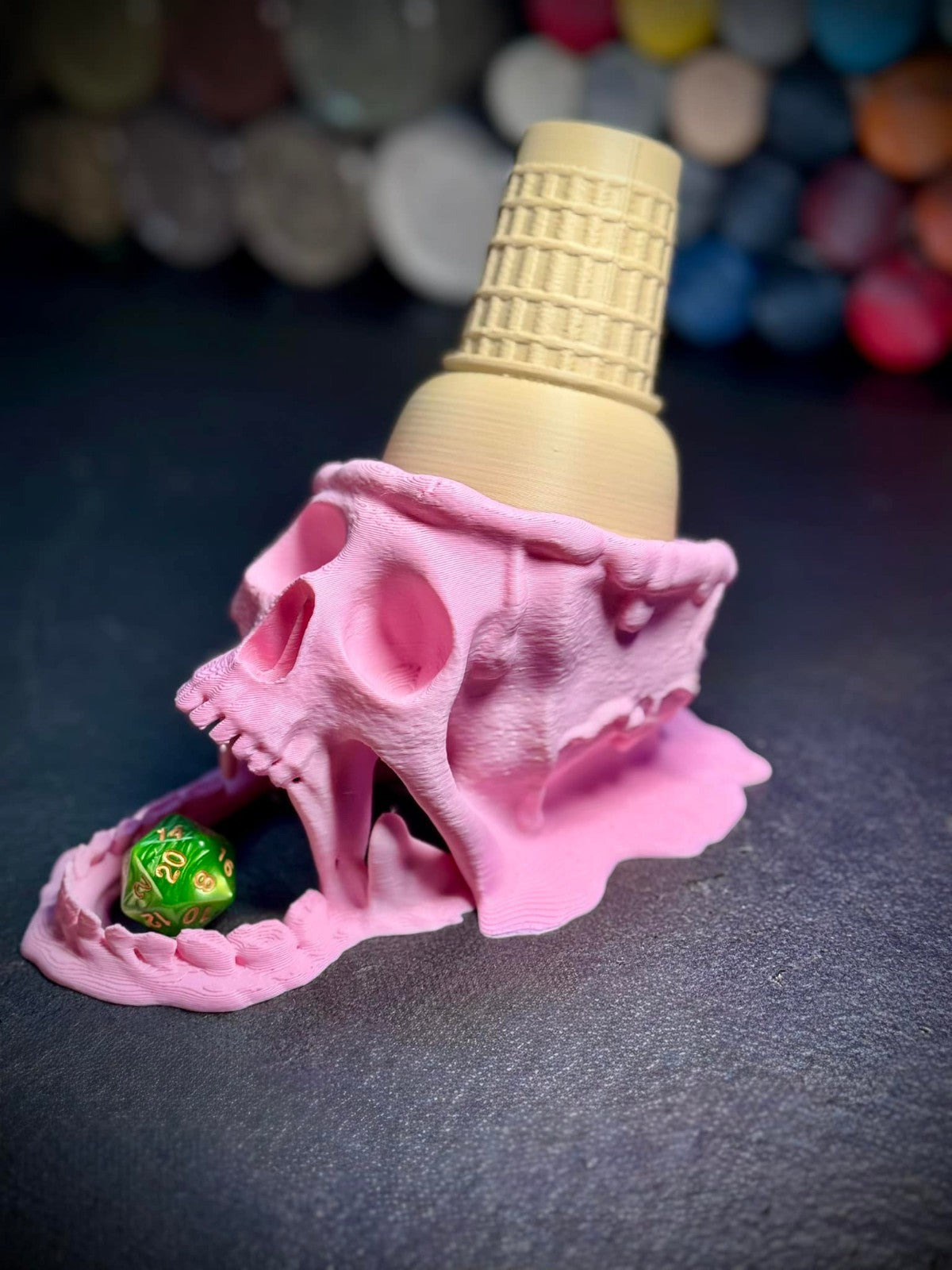 Melting Skull Ice Cream Cone Dice Tower (unpainted)