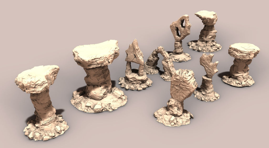 9 Balanced Badland Terrain - Rocky Archway Monolith Flatbed Natural Formations