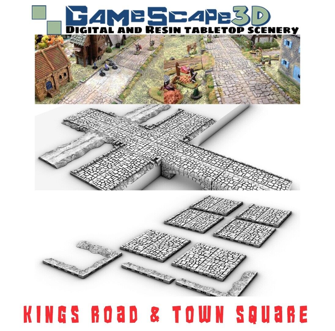 Kings Road and Town Square Terrain - Cobblestone Bridge and Pathways-Dirt Avenue