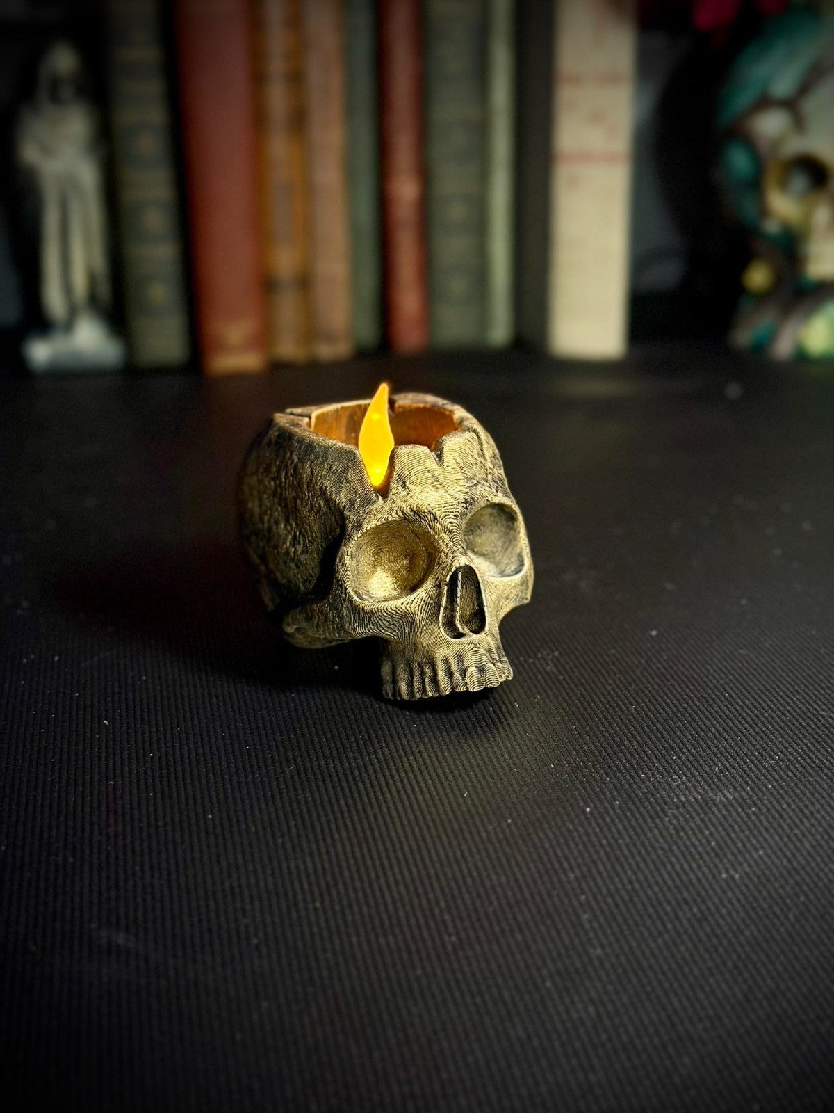 Skull Tealight Candle Holder - Halloween Light Decor (unpainted)