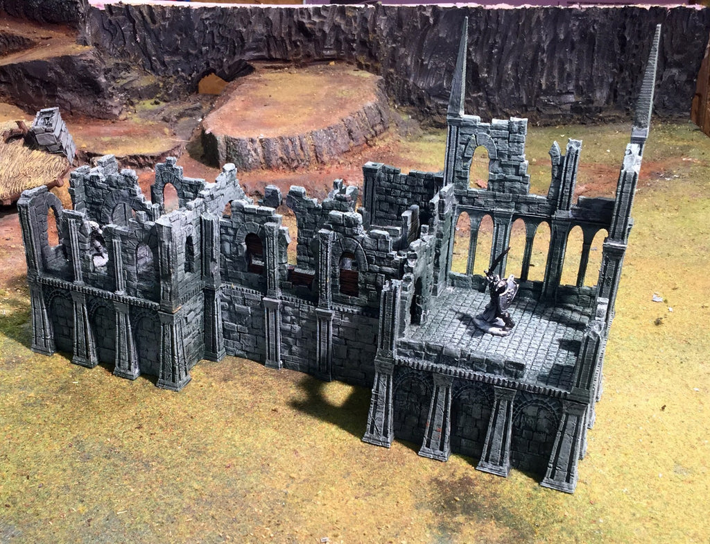 Ruins and Bandit Hideout Dual Model - Stone Broken Damaged Open Roof Castle